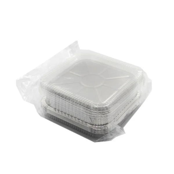 Square Aluminium Foil Tray With Clear Plastic Lid (10 pcs)